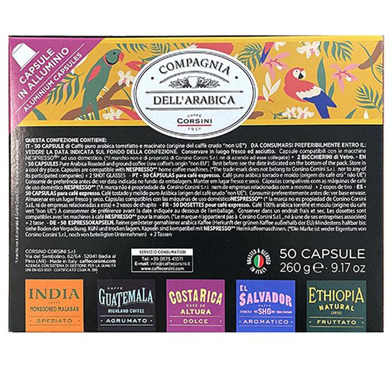 50 capsules compatibles Nespresso* Original + 2 verres espresso - CORSINI image number 3