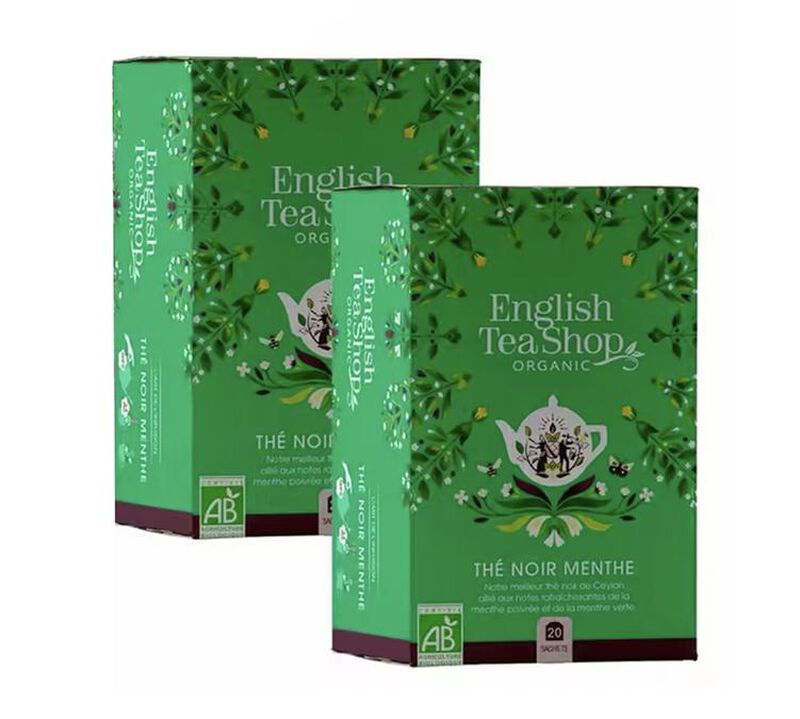 Pack Th&eacute; Noir Menthe Bio - 2 x 20 sachets - ENGLISH TEA SHOP image number 0