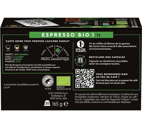 240 capsules compatibles Nespresso* Original Espresso Bio - CARTE NOIRE image number 5