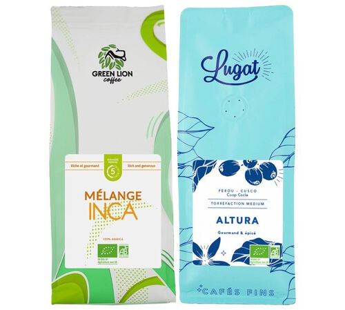 2 x 250g - Caf&eacute; moulu - Le M&eacute;lange Inca Bio & Altura Bio - LUGAT / GREEN LION COFFEE