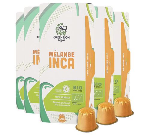 50 Nespresso* Original Compatible Capsules Organic Inca Blend &ndash; GREEN LION COFFEE