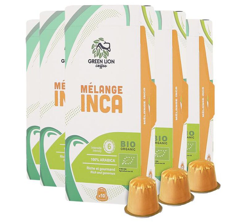 50 Nespresso* Original Compatible Capsules Organic Inca Blend &ndash; GREEN LION COFFEE image number 0