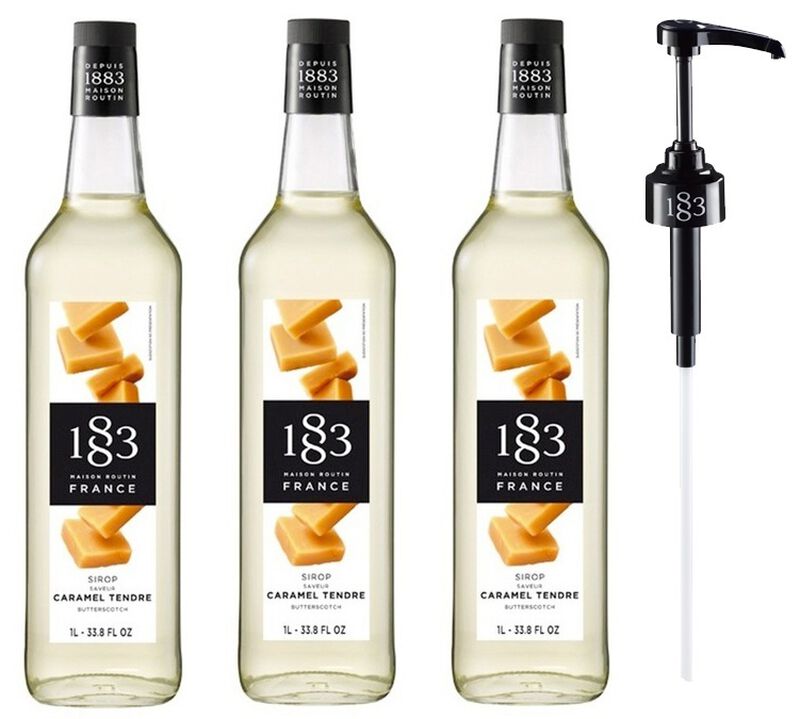 Lot de 3 Sirops Caramel Tendre - 3x1L + Pompe doseuse - 1883 ROUTIN image number 0