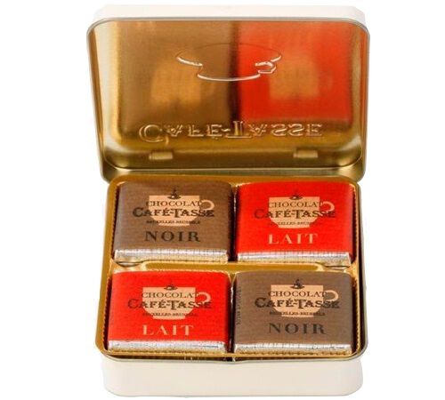 Caf&eacute; Tasse Pocket Box of Milk and Dark Chocolate Squares x 12