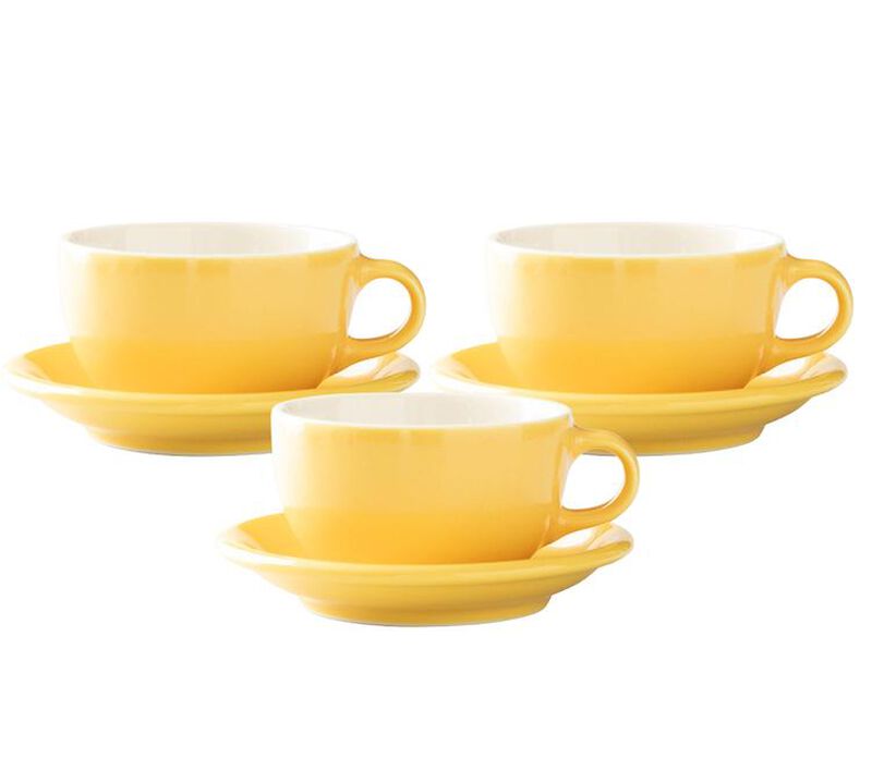 3 tasses Latte Bowl et sous-tasses Jaune 25 cl - ORIGAMI image number 0