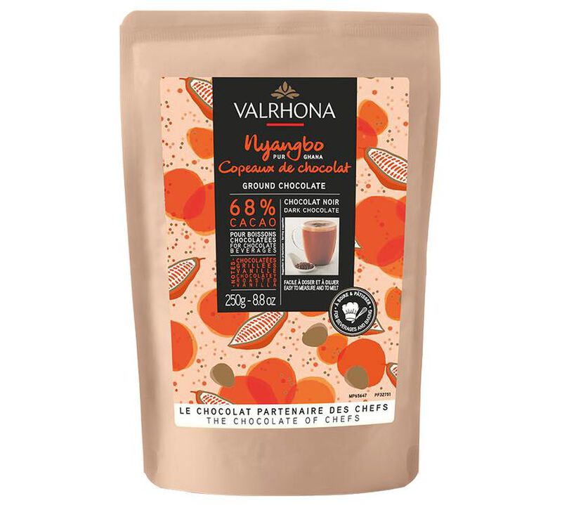 Valrhona Chocolate Flakes Nyangbo 68% Cocoa - 250g image number 0