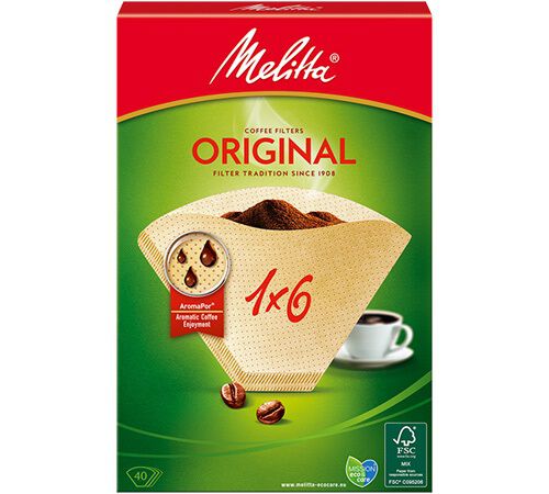 40 x Melitta Original brown coffee filters 1x6