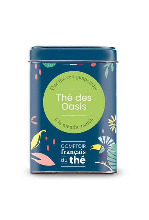 Th&eacute; des Oasis mint green tea - 90g loose leaf tea in tin by Comptoir Fran&ccedil;ais du Th&eacute;