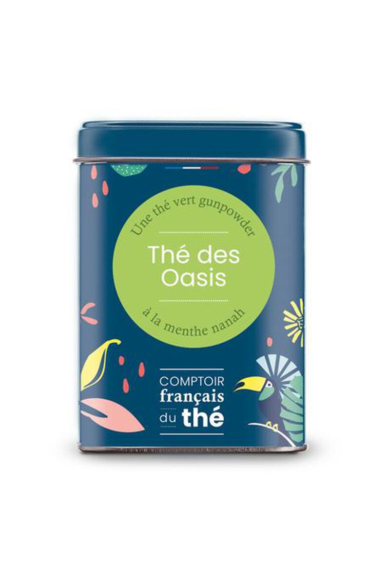 Th&eacute; des Oasis mint green tea - 90g loose leaf tea in tin by Comptoir Fran&ccedil;ais du Th&eacute; image number 0