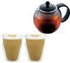Bodum 0.5L Assam tea press in black + 2 Bodum Gasses image number 0