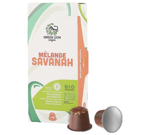 10 Nespresso* Original Compatible Capsules Organic Savannah Blend &ndash; GREEN LION COFFEE
