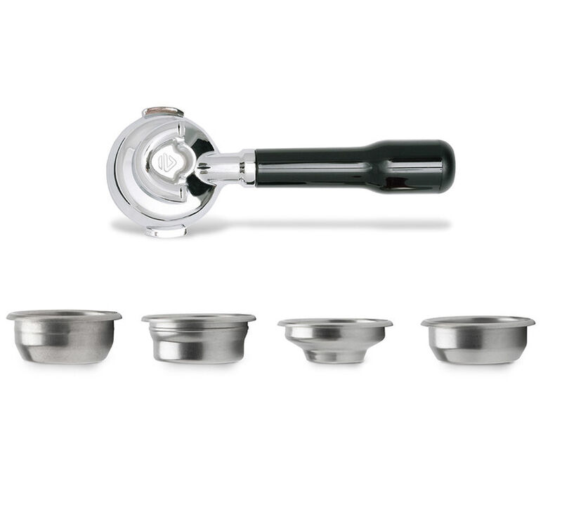 LELIT 58mm double spout brass portafilter + 2 filter baskets (1 cup & 2 cups) image number 0