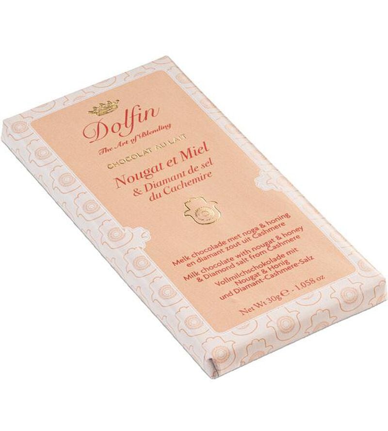 Tablette Chocolat au Lait Nougat Miel Diamant de Sel du Cachemire - 30 g - DOLFIN image number 1