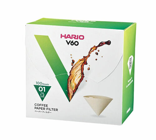 Hario V60 Coffee Filter Papers Size 01 Brown x 100