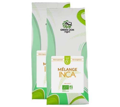 2 x 250 g - Caf&eacute; en grain - Le M&eacute;lange Inca Bio - GREEN LION COFFEE