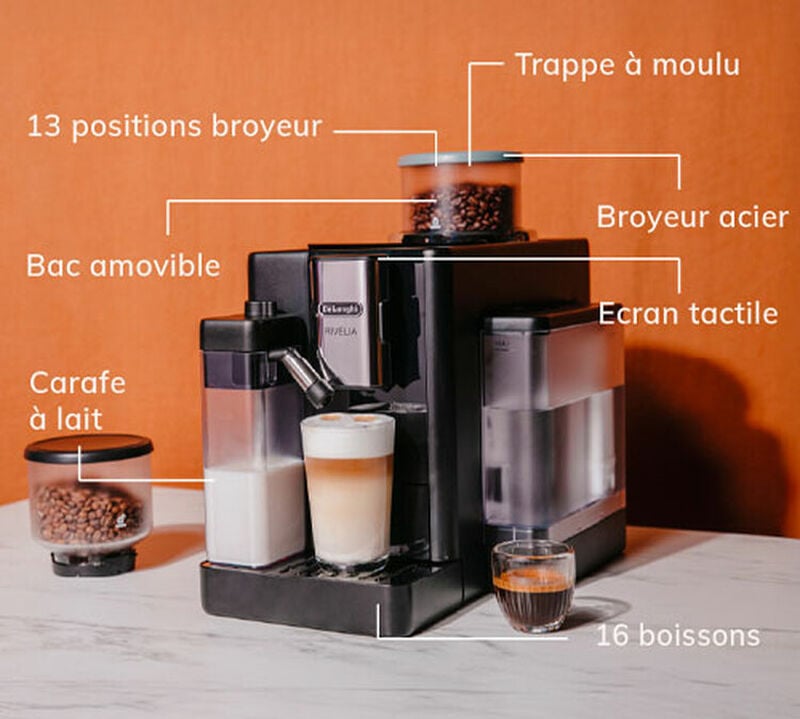 Expresso Broyeur DELONGHI Rivelia FEB4455.B Noir Onyx (Latte) image number 1