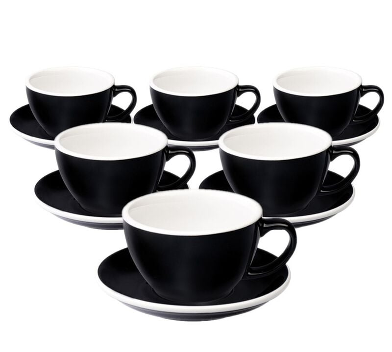 6 Tasses Caf&eacute; Latte et sous-tasses Egg 30cl Black - Loveramics image number 0