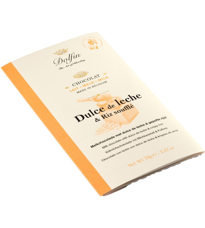Tablette Chocolat au Lait Dulce de Leche Riz Souffl&eacute; - 70 g - DOLFIN image number 1