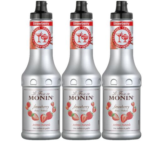 Lot de 3 Pur&eacute;es de Fruit de Monin - Fraise - 3 x 50 cl