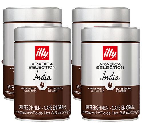 Illy - Caff&egrave; in grani - Arabica Selezione India - 4 x 250 g