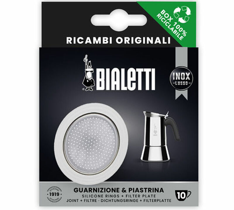 Set of 1 Bialetti seal + 1 filter - 10-cup stainless steel Elegance moka pot range image number 0