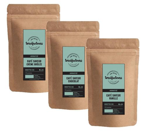 Gourmet Pack (exclusive at MaxiCoffee): - 150 ESE pods (3 flavours) - Les Petits Torr&eacute;facteurs