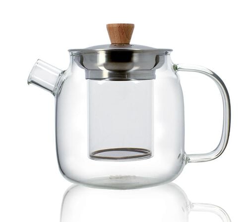 Glass teapot with stainless steel and wood lid 68cl - OGO Living