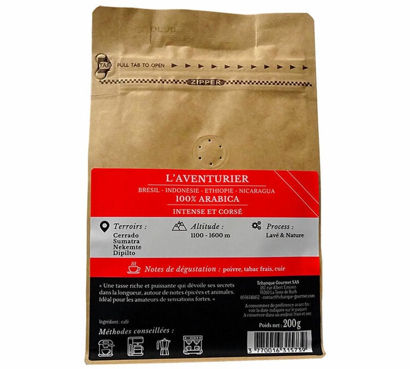 200 g - Caf&eacute; en grain - Aventurier - TCHANQU&Eacute; GOURMET image number 1