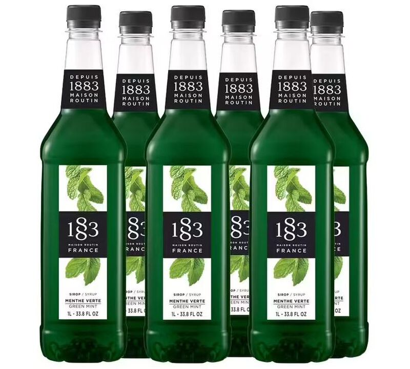 Lot sirop Menthe Verte - Bouteille Plastique - 6 x 1L - 1883 ROUTIN image number 0