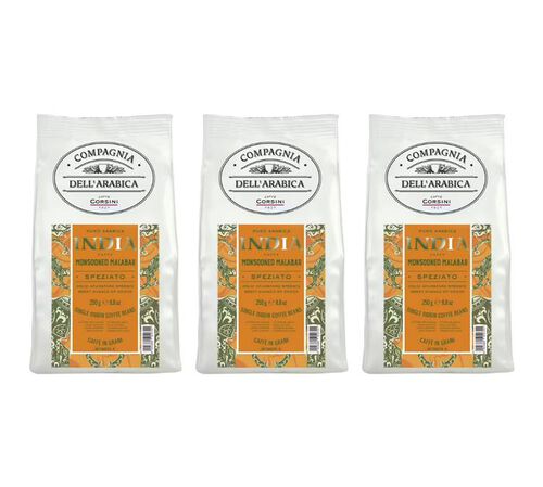 3 x 250 g - Caf&eacute; en grain - Inde Malabar Moussonn&eacute; - CORSINI