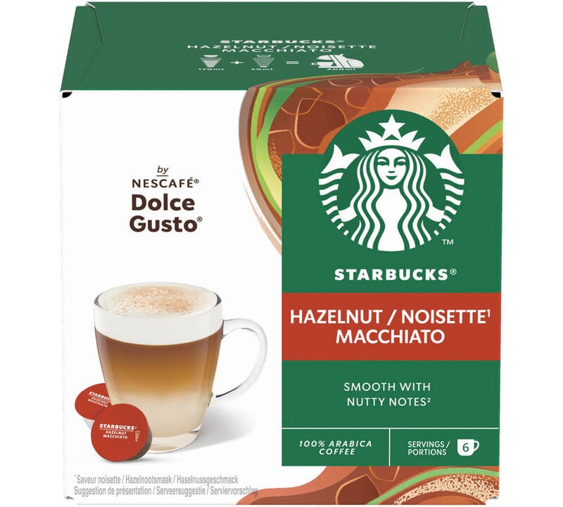 12 Capsules compatibles Nescaf&eacute;* Dolce Gusto* - Hazelnut Macchiato (6 boissons) - STARBUCKS image number 0