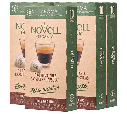 Novell Organic Coffee Pods Piu Aroma Compostable Capsules x 50