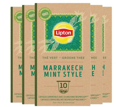 50 capsules compatibles Nespresso* Original Th&eacute; Vert Marrakech Mint - LIPTON