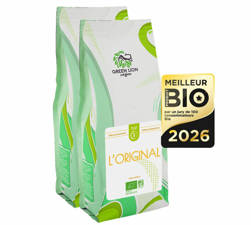 2 kg - Caf&eacute; en grain - L'Original Bio - M&eacute;daill&eacute; Meilleur Produit Bio - GREEN LION COFFEE image number 0
