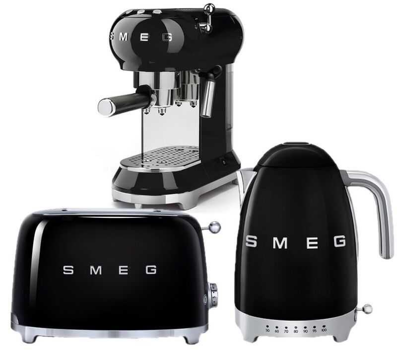 Set Petit-D&eacute;jeuner (Toaster - Machine expresso - Bouilloire) Noir - SMEG image number 0