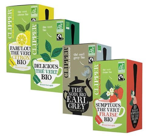 Pack Th&eacute;s Verts et Noirs Bio & Equitable - 4 x 20 sachets - CLIPPER