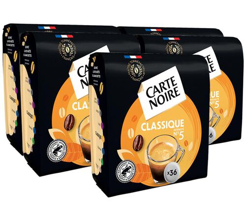 180 Dosettes souples intensit&eacute; n&deg;5 Caf&eacute; Classique - Carte Noire