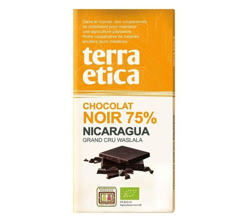 Tablette Chocolat Noir 75% Nicaragua Bio - 100 g - TERRA ETICA
