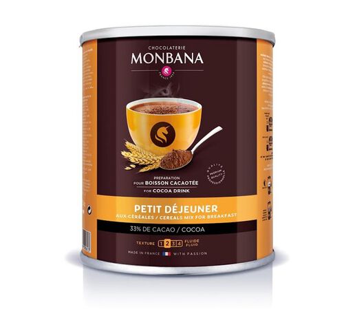 Monbana Hot Chocolate Powder Petit D&eacute;jeuner with cereals - 500g