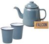 Falcon Enamelwear - Pigeon Grey enamel Tea set with teapot + 2 cups & Free tea image number 0