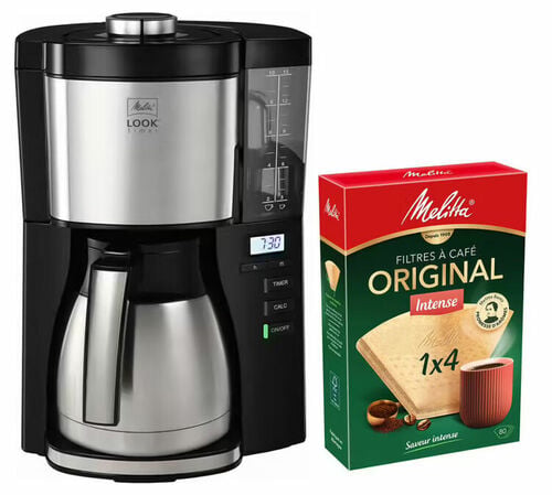 Cafeti&egrave;re Look V Therm Timer 1025-18 + filtres &agrave; caf&eacute; 1x4 Original Intense x80 - Melitta