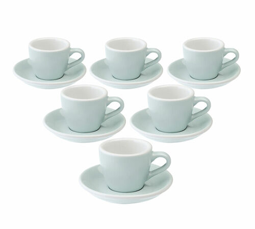 Loveramics - 6 tazzine da caff&egrave; con piattini - Egg River Blue 8 cl