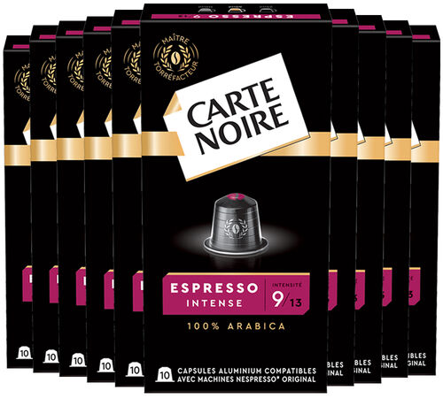 100 capsules compatibles Nespresso* Original Espresso Intense n&deg;9 - CARTE NOIRE