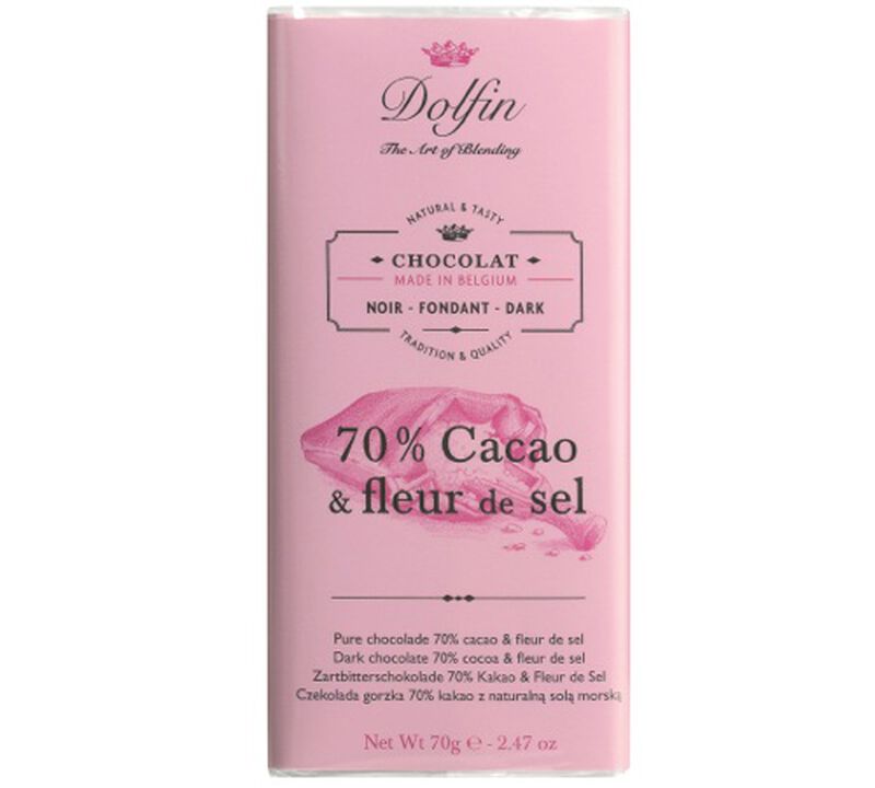 Tablette Chocolat Noir 70% Fleur de Sel - 70 g - DOLFIN image number 0