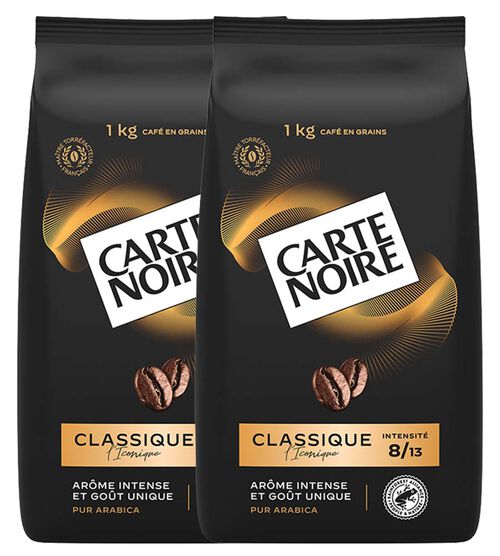 2 x 1 kg - Caf&eacute; en grain - Classique Pur Arabica - CARTE NOIRE