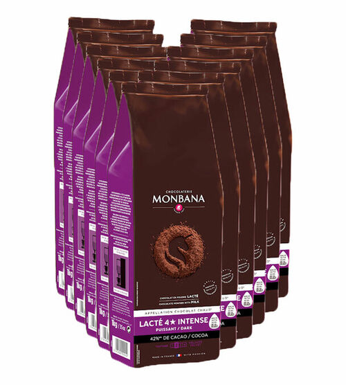 12 sachets Boissons Lact&eacute;e 4 &Eacute;toiles Instense Chocolat Poudre - Vrac 12 x 1 kg - MONBANA