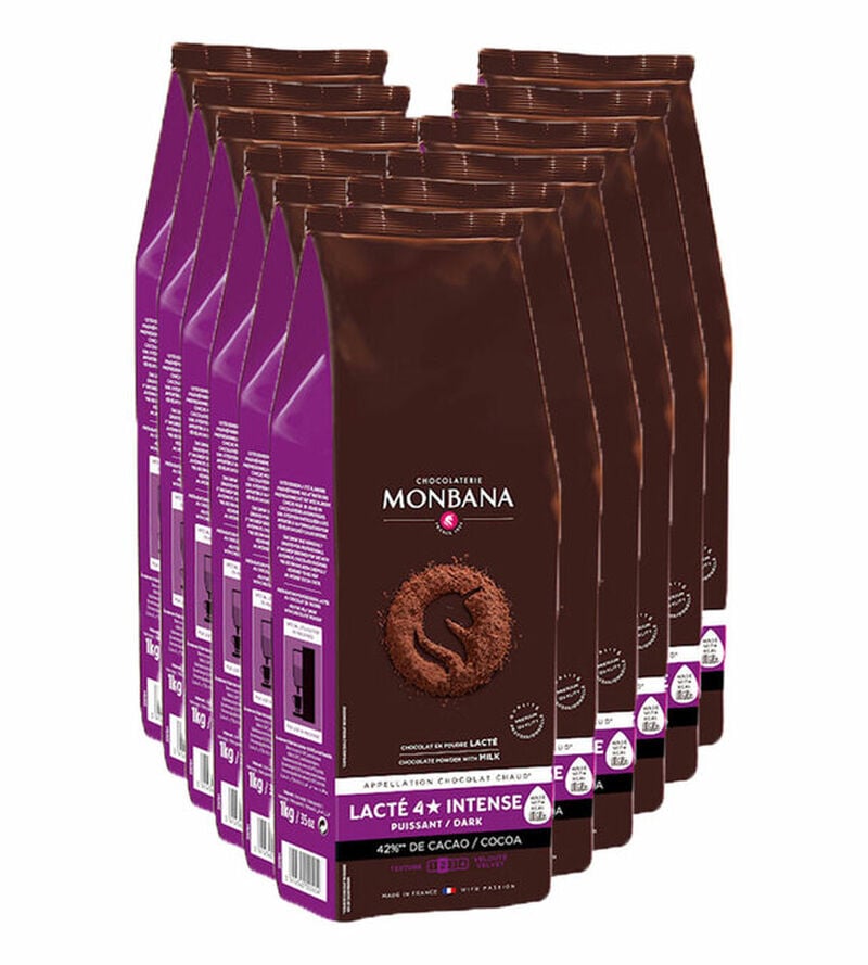 12 sachets Boissons Lact&eacute;e 4 &Eacute;toiles Instense Chocolat Poudre - Vrac 12 x 1 kg - MONBANA image number 0