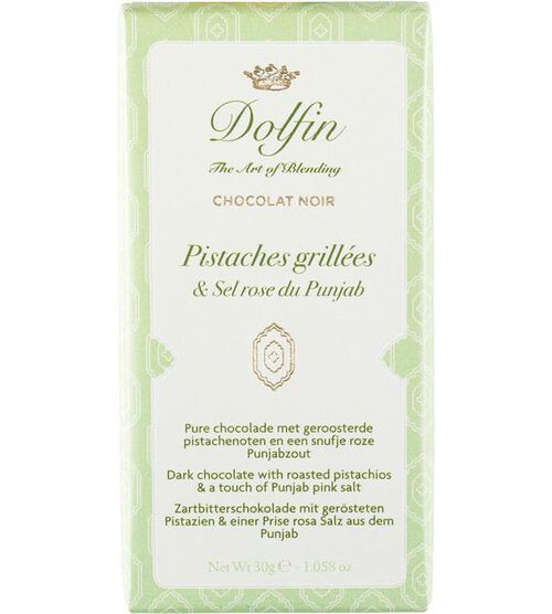 Tablette Chocolat Noir Pistaches Grill&eacute;es Sel Rose du Punjab - 30g - DOLFIN