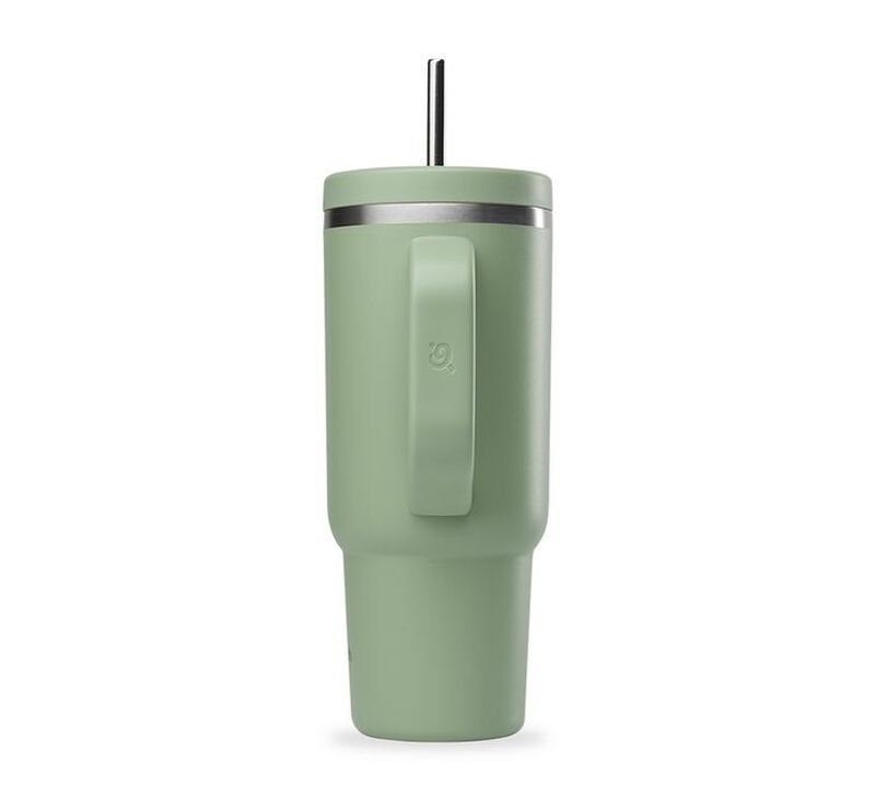 Gourde isotherme avec paille Travel cup vert tilleul - 90 cl - QWETCH image number 1