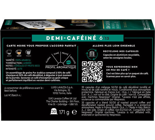 30 capsules compatibles Nespresso* Original Demi-caf&eacute;in&eacute; - CARTE NOIRE image number 1